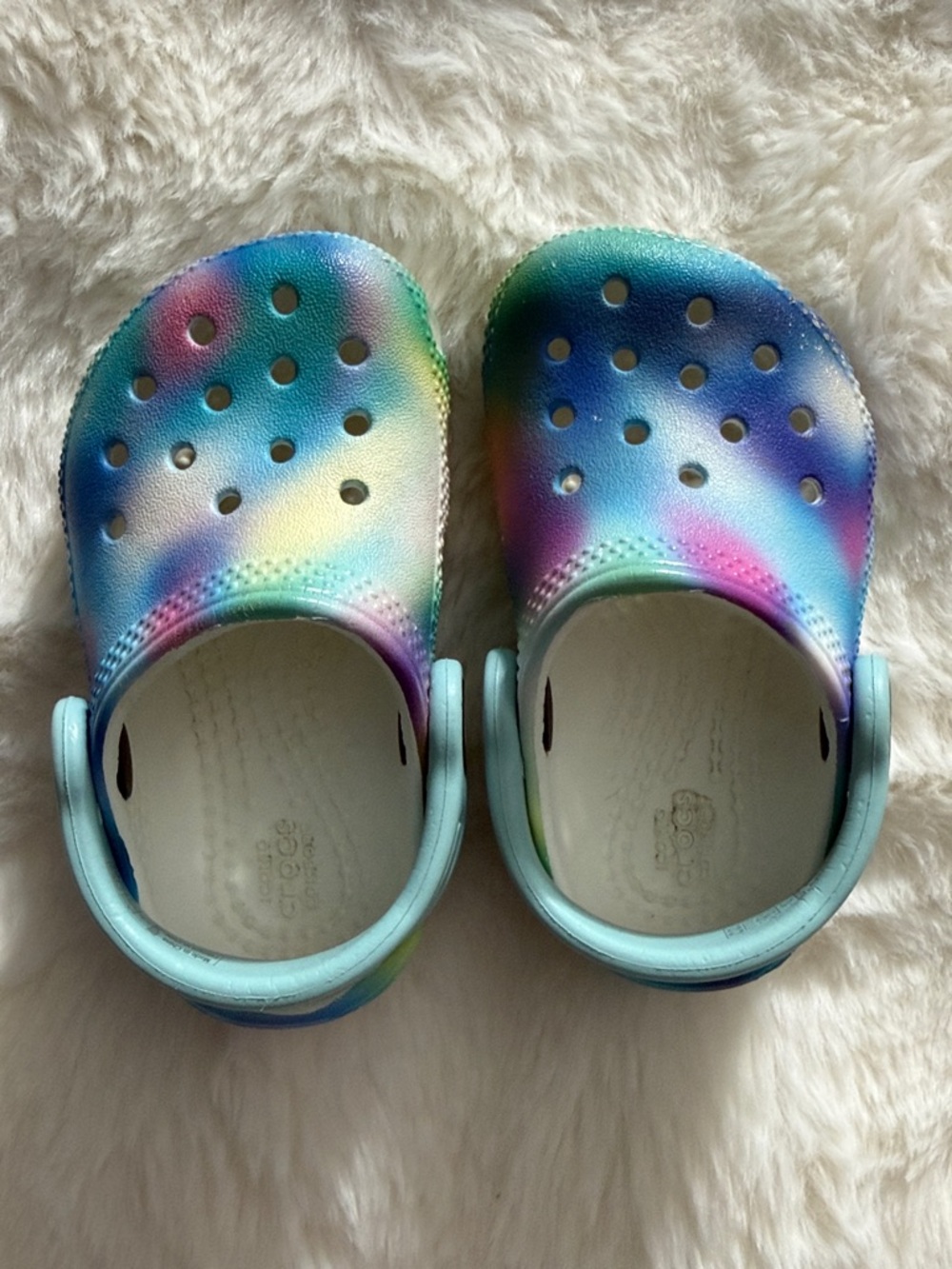 CROCS Tie-Dye Pastel Clog in Blue, Purple, Green